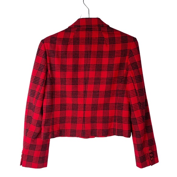 Vintage 1950s Pendleton Wool Plaid Blazer Cropped Holiday Christmas Jacket Sz XS - Picture 3 of 10